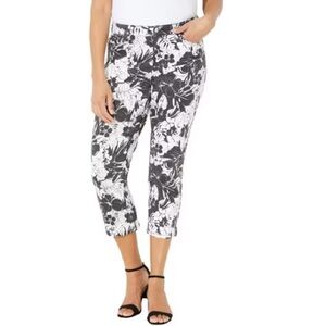 Cathrines Secret Slimmer Capri Black Tropical Foliage 20W